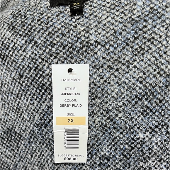 Joseph A. NWT Draped Open Cardigan ~ Blue & Gray Plaid ~ 2X - Picture 9 of 11
